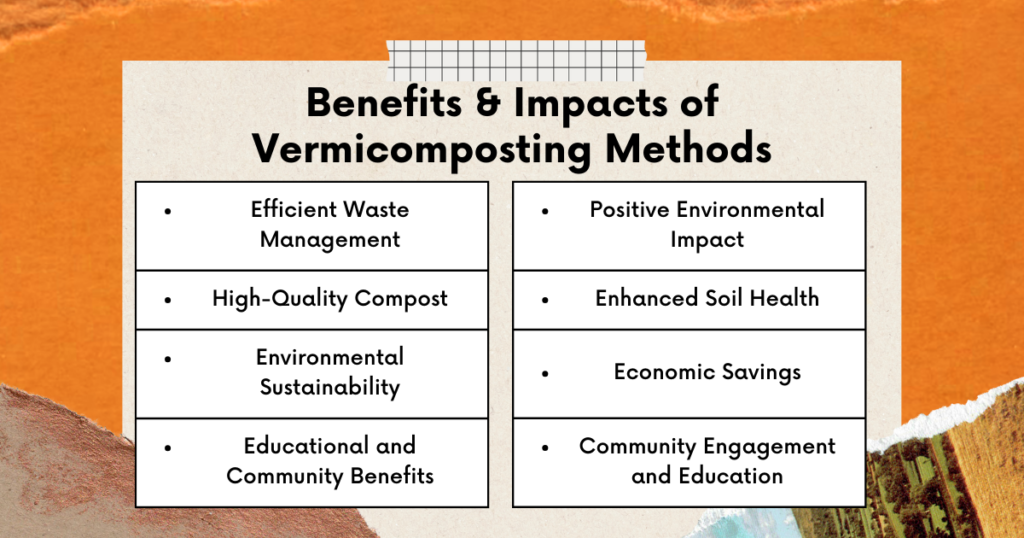 Benefits and Impacts of Vermicomposting methods 