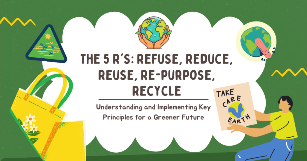 The 5 R's Refuse, Reduce, Reuse, Repurpose, Recycle